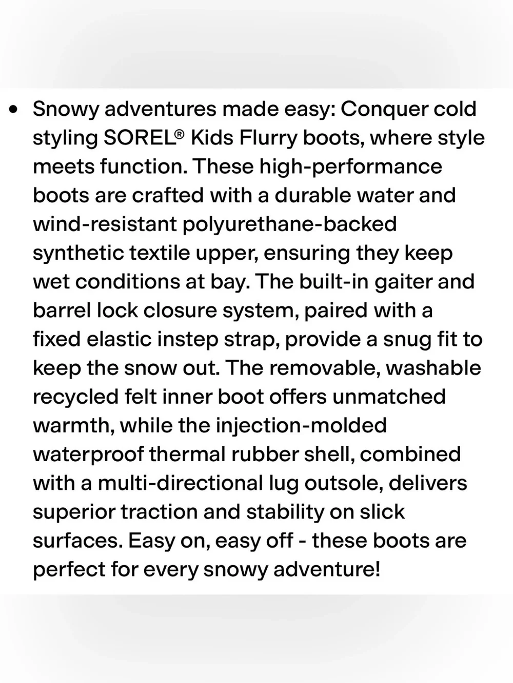 Sorel Black Kids Winter Flurry Boots
